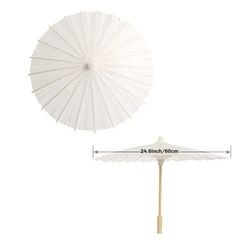 12 Papierowy Parasol Parasol Plażowy Biały DIY Parasol Fotografia Rekwizyty na Baby Shower Imprezy Ślubne 60 Cm/23,6