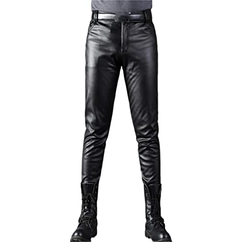 Men Slim Fit Elastic Style PU Leather Trousers Motorcycle Pants Streetwear Warm Fleece Leather Pants Dark Blue steampunk buy now online Men Slim Fit Elastic Style PU Leather Trousers Motorcycle Pants Streetwear Warm Fleece Leather Pants Dark Blue steampunk buy now online