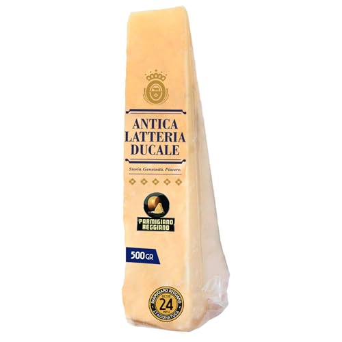 Parmigiano Reggiano Dop 24 mesi da Allevamento e Agricoltura Sostenibili - Premiata Produzione Artigianale dal 1949 - Formaggio Naturalmente Privo di Lattosio ANTICA LATTERIA DUCALE (500g - 1 punta)