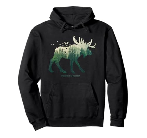 Preserve & Protect Umweltschutz Klimaschutz Elch Silhouette Pullover...