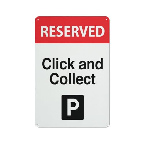 Placas Metálicas Estacionamiento Reservado Click and Collect Vendimia Cartel De Metal Divertido Chapas Metalicas para WC Hotel Club 20X30Cm