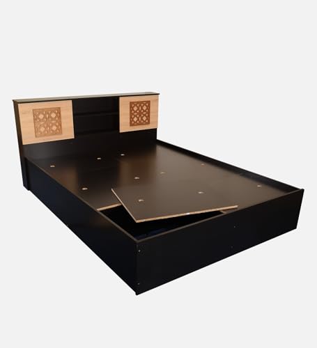 Image of Mintwud Pepperfry Solid Engineered Wood Waltz King Size Bed Without Storage | Space Saving Wooden Palang Furniture | Suitable for Living Room, Bedroom and Hotel (Wenge Finish)