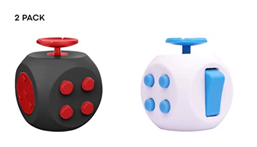 2-Pack Fidget Cubes, Reduces Stress Pressure Anxiety Relief Clicker Toy For Adults & Teens (Black And Blue) #TOP13