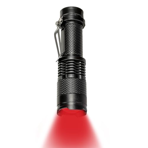 Lytari LED Red Light Torch Single Mode Red Night Light Portable Waterproof AA Battery Powered Red Flashlight for Astronomy Night Vision Animal Observation Hiking Camping (Battery Not Included)
