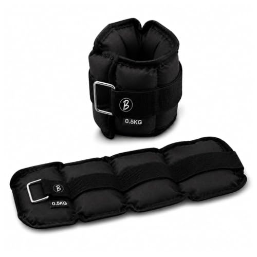 Image of Btag Solid Neoprene Ankle & Wrist Weights (0.5 kg x 2 Pcs) | Adjustable Strap | Unisex Leg & Arm Weight Cuffs for Gym, Workout & Training (Balck)