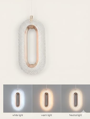 Image of Chandelier for Living Room and Dining Table - Ceiling Light with Warm White Illumination - Hanging Light (Oval LED Ceiling Lamp)