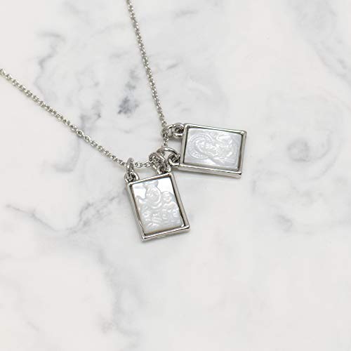 Roman Double Holy Scapular Silver Tone 18 inch Metal and Shell Necklace2