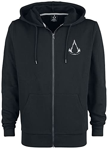 Difuzed Assassin's Creed Valhalla - Blason Homme Sweat-Shirt zippé à Capuche Noir XL