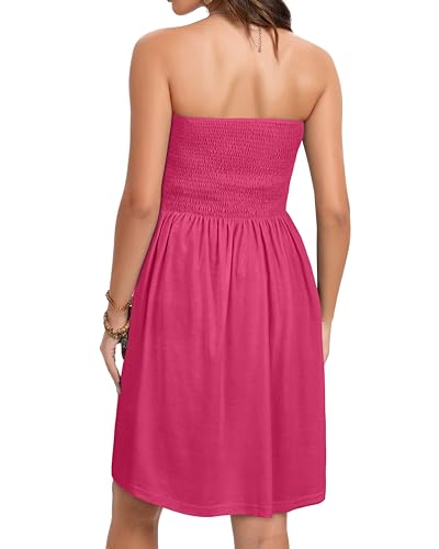 Image of elescat Summer Dresses for Women 2026 Strapless Casual Beach Cover Ups Tube Top Sundress