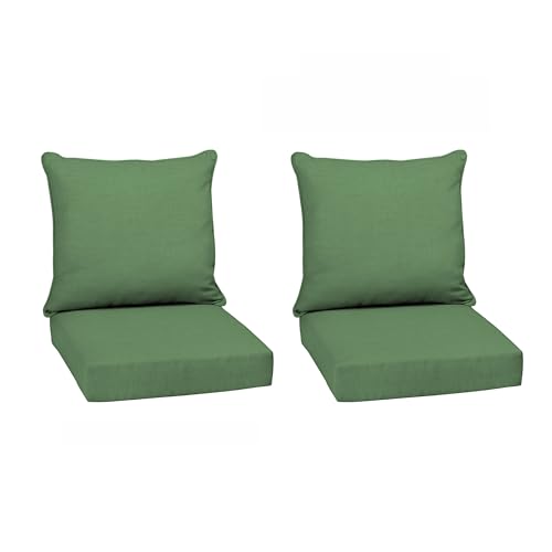 Image of Arden Outdoor Deep Seat Cushion Set (2-Pack), 22 in x 24 in, Weather-Proof, Rain-Proof, Fade Resistant Patio Cushion for Chair, Sofa, and Couch Bright Moss Green Leala