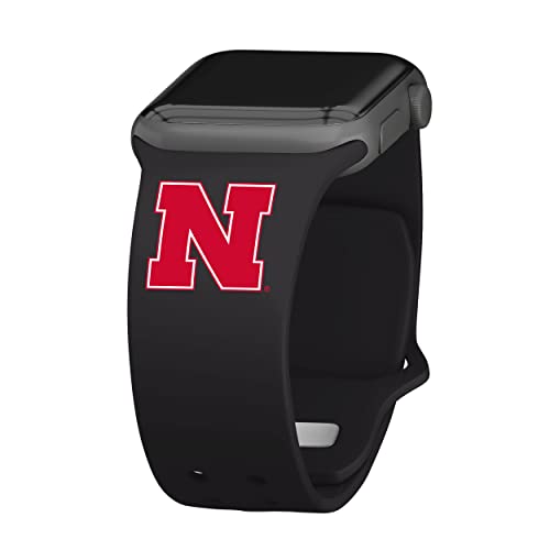 Affinity Bands Nebraska Huskers Silicone Sport Band compatible with Apple Watch (38/40/41mm Black)