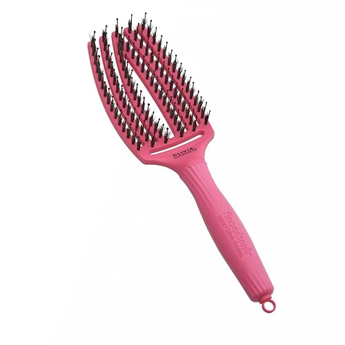Olivia Garden Fingerbrush Care Iconic - Talla Media - Rosa intenso - Cepillo desenredante con Cerdas de jabalí y nylon para un brillo y un peinado definitivos