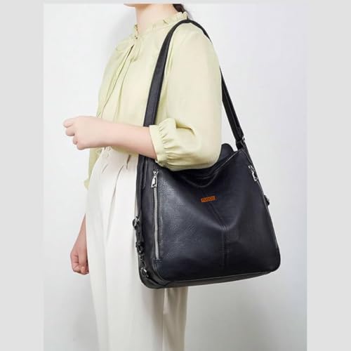 Image of FUOCO women handbags | Women's Premium Vegan Leather Sling Backpack | Convertible Mini Daypack | Water-Resistant Bag for Travel & Work