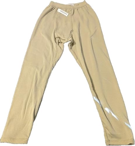 G.I. US Military Issue ECWCS Thermals Bottoms Gen III Level II Mid-Weight Thermals Base Layer Super Warm Tactical Grid Fleece (Desert Sand, X-Large-Long)