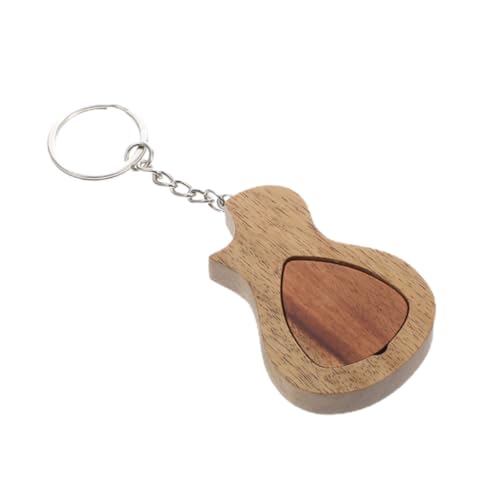 GOOHOCHY Elegant Guitar Picks Holder 1set Wooden Plectrum Storage Keychain Accessory Perfect for Concerts Music Lovers