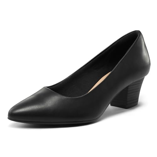 mysoft Women's Chunky Stacked Heel Pumps Closed Toe Dress Shoes C...