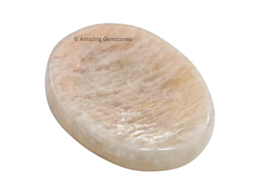 Image of Amazing Gemstone Cream Moonstone Worry Stone Crystals and Healing Stones - Worry Stones for Stress Relief Gifts - Piedra Crystal Fidget - Unique Stocking Stuffers and Birthday Gifts for Women, Men