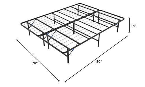 Image of Nestl Foldable King Size Bed Frame, Platform Bed, Steel, Easy Tool Free Assembly, 14 Inches High, King, Black