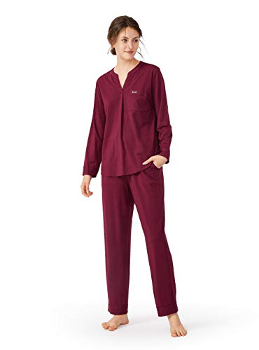 Femofit Conjunto de Pijama para Mujer de Manga Larga, Pijama de Modal y algodón para Mujer, Ropa de Dormir, Ropa de Dormir, Pantalones Suaves Cover
