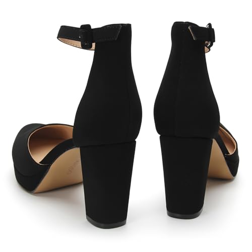 Women's Pumps, 3.2 Inch Low Closed Toe Heels,Chunky Heels for Women with Ankle Strap, Soft Dressy Shoes for Office,Wedding, Party3