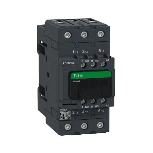 Contacteur AC noir LC1D65AU7 commute 65A avec ses 3 contacts NO robustes