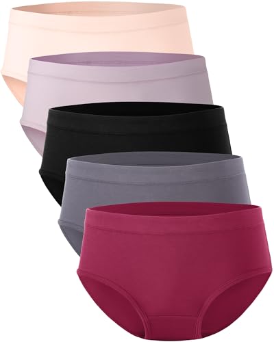 Image of BAMBOO COOL Womens Underwear, Moisture-Wicking Briefs, Soft and Breathable Panties, Mid Waist, 5-Pack