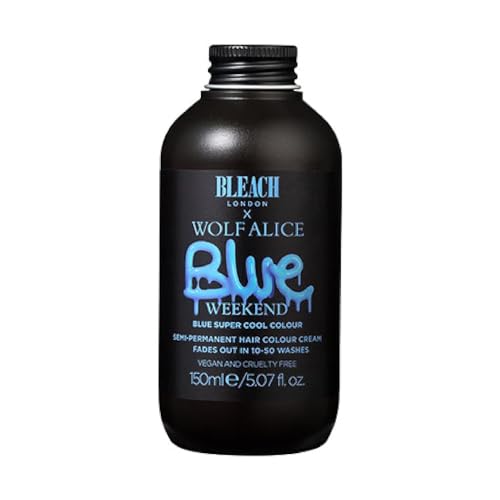 Bleach London Bleach London Blue Weekend Crema de tinte semipermanente para el cabello, color azul real, vegano, libre de crueldad animal, color temporal vivo, 150 ml