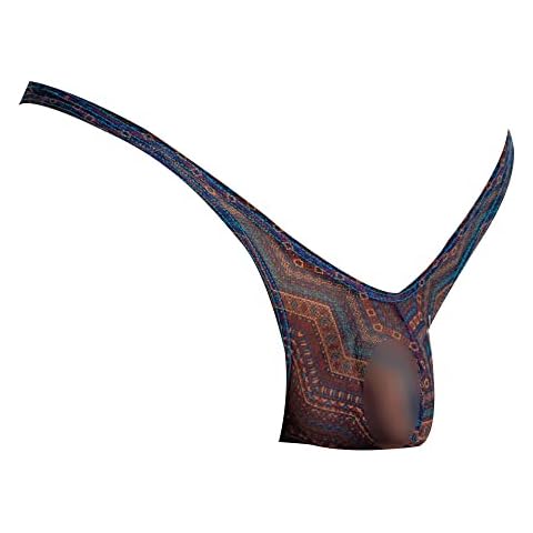 Daniel Alexander Mens Sexy G-String Printed See Through Micro Pouch Jockstrap Sheer Back Thong Wave Bikini Underwear Cover