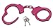 Foxfend Double Locked Chain Handcuffs - Police Edition Professional Grade Heavy Duty Steel W/Two Keys (Pink)