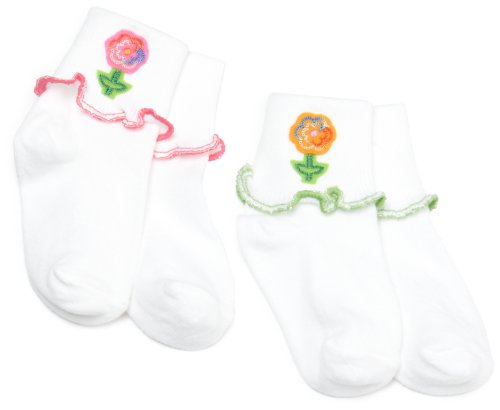 Jefferies Socks Girls 2-6x Cheerful Flowers Two Pack