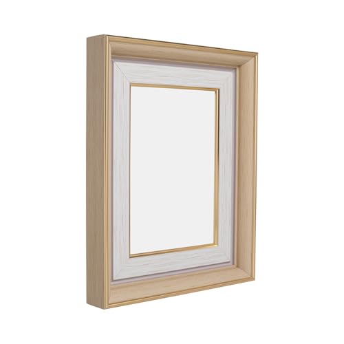 Image of GOLDEN PEACOCK Set of 2 Antique Gold and White 5x7 Inch Photo Frames | Elegant Wall & Tabletop Picture Frames for Home Decor and Luxury Gifting