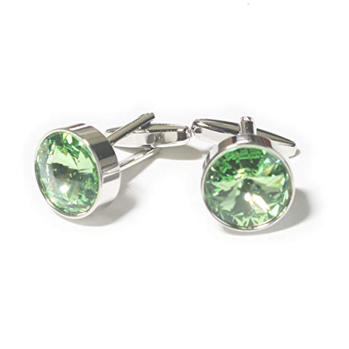 鎌倉カフス工房 ペリドットスワロフスキー・ラウンドカフス（カフリンクス・カフスボタン） cc021-a-4