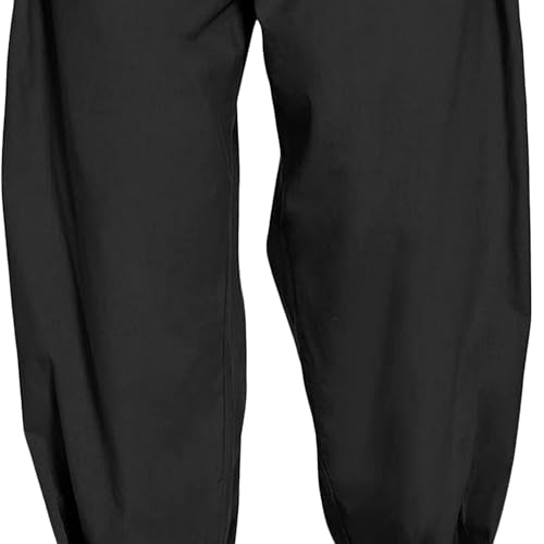 Men's Elastic Waist Baggy Stylish Beach Pants Tapered Solid Cotton Linen Trousers Casual Comfort Yoga Summer Pants3