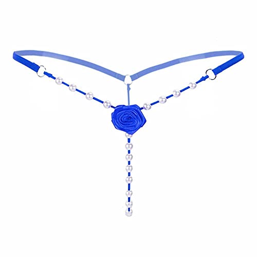 Image of Women's Pearl T Back G String Embroidery Rose Flowers Beaded Thong Panty Underwear Sexy Micro Underpant Christmas