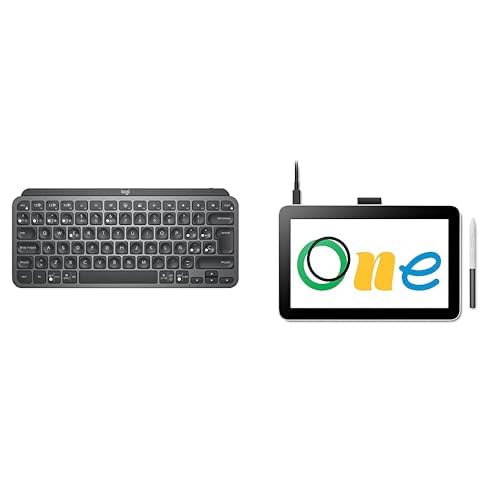 Logitech MX Keys Mini Wireless Keyboard, Backlit, USB-C, macOS, iOS, Linux, QWERTY ESP + Wacom One 12 Drawing Tablet with 11.6" Screen for Windows, Chromebook and Android