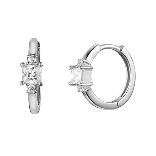 Boucles d'oreilles vintage en argent 925 avec zircone cubique carrée pour femme