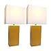 Elegant Designs LC2000-TAN-2PK 2 Pack Modern Leather Table Lamps with White Fabric Shades, Tan