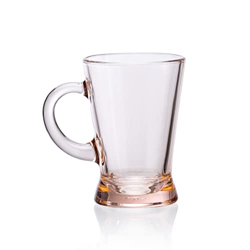 Image of Pasabahce Heybeli Glass Mug from The Original from Turkey, Pink 180 ml Mug Set of 6 Pcs | Ideal for Coffee, Tea, Cappaccino, Multipurpose Mug Perfect for Gifting | Easy to Clean & Dishwasher Safe.