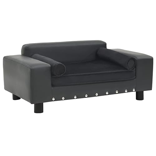 Generisch Hundesofa Dunkelgrau 81x43x31 cm Plüsch und Kunstleder, Tier- & Haustierbedarf, Haustierbedarf, Hundebedarf, Hundebetten, 9.3KG, 171044