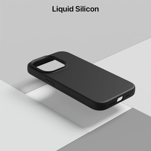 Image of Vaku Luxos Silicone Back Cover Case For iPhone 15 Plus Shockproof Anti Scratch Slim Fit Protective Design Military-Grade Protection Support Mag-Safe Wireless Magnetic Charging-Black