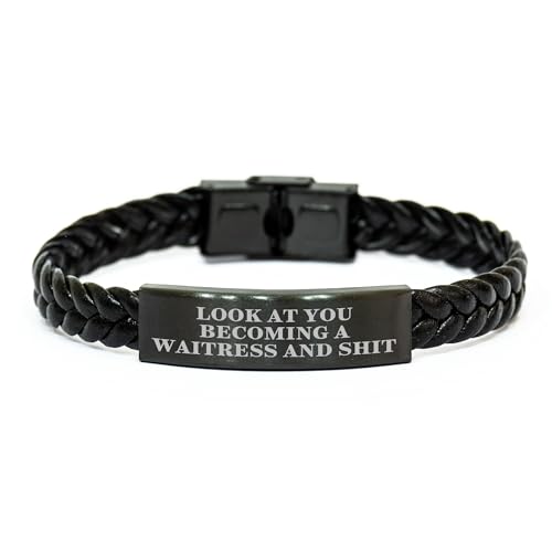 Funny Waitress Quotes Interlaced Leather Bracelet Gifts from Friends for Waitress Valentine's Unique Gifts