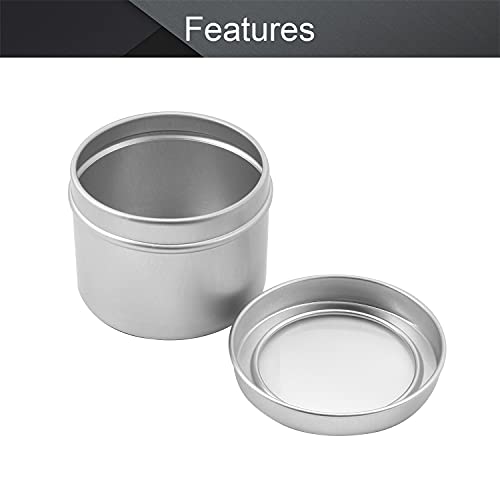Image of Othmro 2oz Metal Round Tins Aluminum Tin Cans Jar Refillable Containers 60ml Tin Cans Tin Bottles Containers with Screw Lid for Lip Balm Crafts Cosmetic Candles Silver 60x46mm