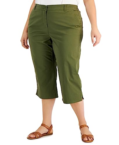 Karen Scott Women's Comfort Waist Capri Pants Green Size 18W
