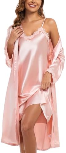 BestWendding Conjunto de roupão feminino de seda, conjunto de pij...