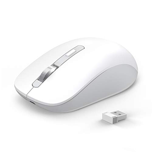 Bluetooth Mouse, JOYACCESS 2.4G Computer Mouse Wireless, Portable Cordless Mouse Noiseless Optical Mouse Dual Mode (Bluetooth 5.0/ 3.0 + 2.4G), USB Mouse for Laptop, Deskbtop, MacBook - White