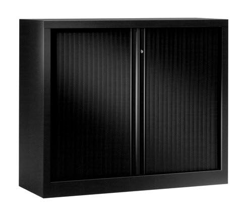 VINCO Armoire Hauteur comptoir à Rideaux monoblocs Eco-conçues 100 x 120 cm Noir-Noir