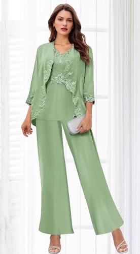 Women's 3PC Mother of The Bride Pants Suits for Wedding Elegant Wedding Pantsuits Formal Outfit Sets2