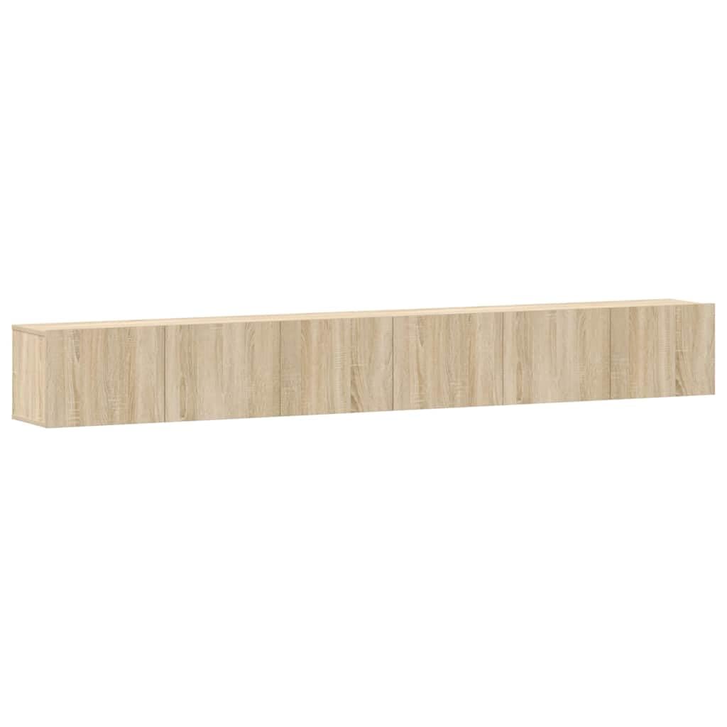Set di 3 mobili per TV, montaggio a parete, rovere Sonoma, 80 x 30