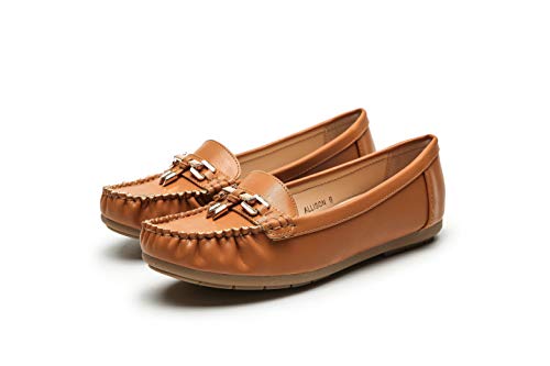 Mila Lady Fashion Colorful Causal Slip on Loafers Moccasin Walking Driving Indoor Flat Shoes for Women, Allison Camel Size 10 - Thumbnail 3
