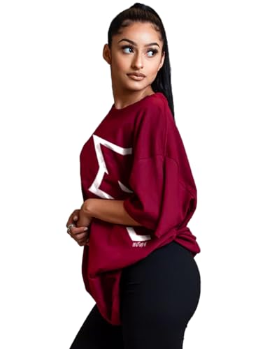Image of LEOTUDE Women's Short Sleeve with Round Neck, Oversized Longline Drop